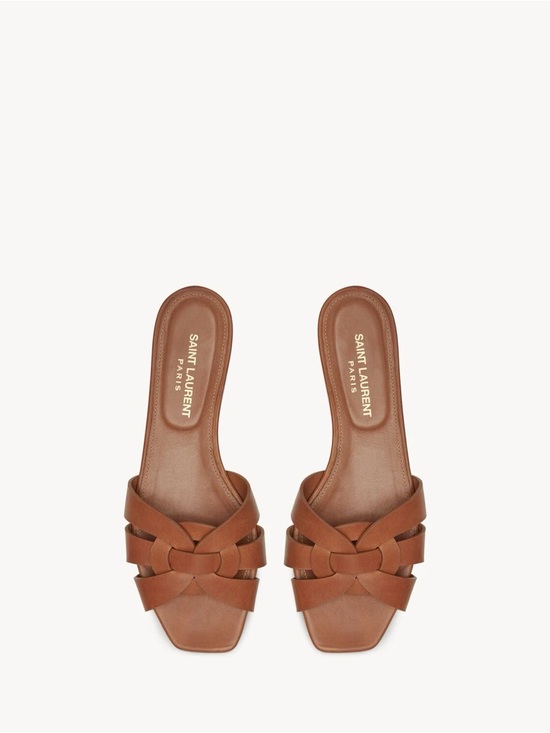 Saint Laurent Shoes - SAINT LAURENT TRIBUTE MULES IN SMOOTH LEATHER Color Amber
